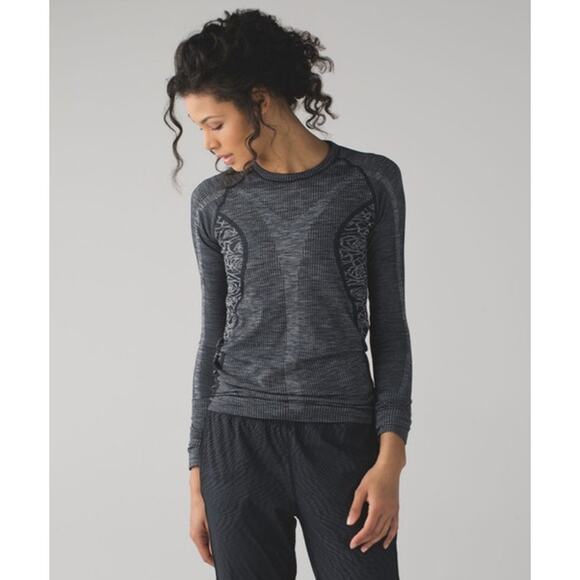 Lululemon Rest Less Pullover Gray Heathered Black Seamless Long Sleeve M/L - Picture 11 of 15